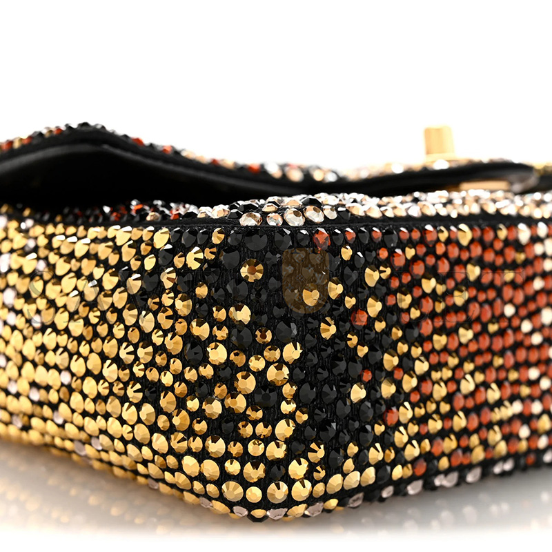 Ch**el MASTER LAMBSKIN CRYSTAL FLAP BLACK MULTICOLOR (20*10*7cm)
